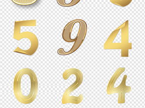 金色金属立体阿拉伯数字PNG素材 高清模板与艺术字在广告设计中的应用