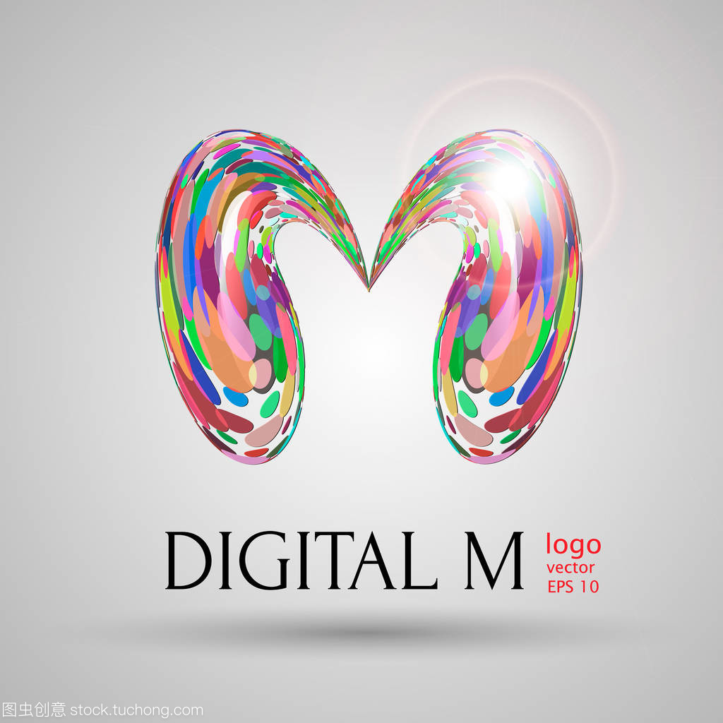 灰色背景上的矢量数字现代泡沫风格 字母M与数字的广告设计解析